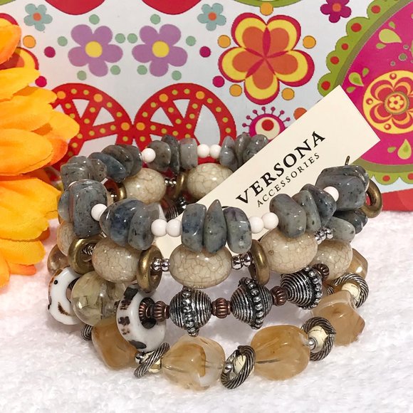 Versona Jewelry - Beaded Wire Wrap Boho Tribal Ethnic Bracelet NWT